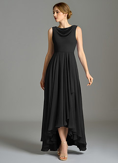 Azazie Wonderland 신부 들러리 드레스 A라인 주름진 쉬폰 바닥 길이 드레스 image5