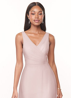 Azazie Nala Bridesmaid Dresses Blushing Pink A-Line Pleated Chiffon Dress image4