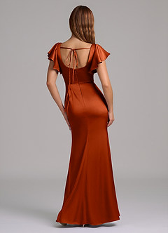 Azazie Elkie Bridesmaid Dresses Paprika Mermaid Square Neckline Stretch Satin Dress image2