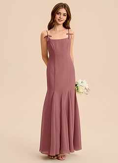 Azazie Evey Junior Vestido de Amatista de Gasa de Corte Sirena con Plisado image1