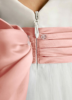 Azazie Sosie Jurken voor bloemenmeisjes A-Lijn Jurk van Tule Geplooid Ivoor Rozet image5