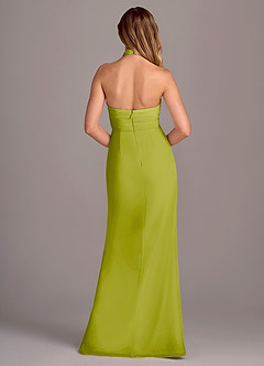 Azazie Jemma Jurken voor bruidsmeisjes Jurk van Chiffon met Kolom Geplooid Citroengras image2