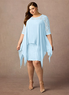 Azazie Flo Mother of the Bride Dresses Sky Blue A-Line Lace Chiffon Dress image10