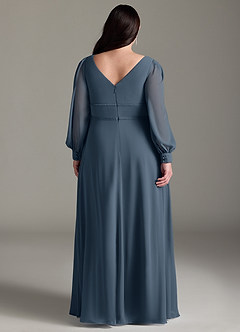 Azazie Sage Final Sale Neptune A-Line Long Sleeve Chiffon Dress image7