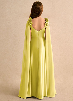 Azazie Rosita Girls Formal 플라워 걸 드레스 에이라인 플리츠 매트 새틴 플로어 기장 드레스 image2