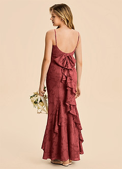 Azazie Lioren Junior Robe Sirène en Floral Burnout Drapé Terracotta image1