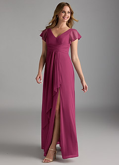 Azazie Omari Bridesmaid Dresses Mulberry A-Line Mesh Dress image5