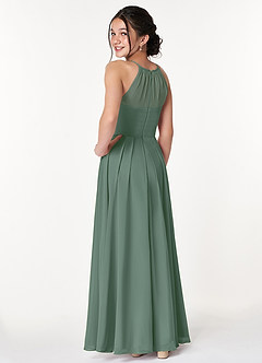 Azazie Ginger Junior Eucalyptus A-Line Pleated Chiffon Dress image2