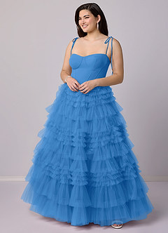 Barbie ♥ Azazie Bridesmaid Dresses Blue Jay A-Line Sweetheart Neckline Tulle Dress image8