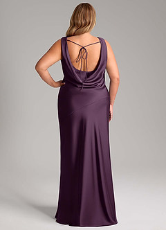 Azazie Rylina Bridesmaid Dresses Plum Mermaid Stretch Satin Dress image8