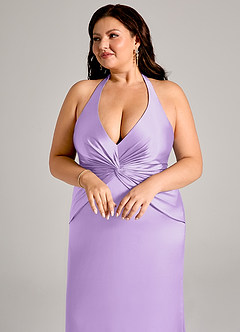 Azazie Valerie Abiti da Damigella Abito Sirena in Raso Elasticizzato Plissettato Lilla image7