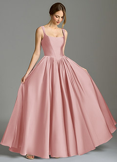 Azazie Verina Brudtärnklänningar Klä av A-Linje i Stretch Satin Plisserad Puderrosa image5