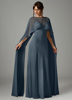 Azazie Stefania Robes de demoiselle d'honneur Robe Trapèze en Satin extensible Violet Crépusculaire image3