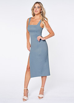Sight To See Dusty Blue Bodycon Midi Dress image4