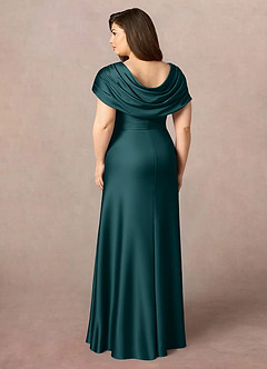Azazie Branford Mother of the Bride Dresses Pine A-Line Pleated Stretch Satin Dress image10
