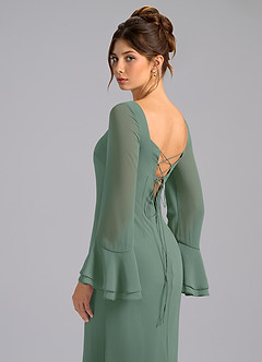Azazie Leone Bridesmaid Dresses Eucalyptus Mermaid Corset Chiffon Dress image2