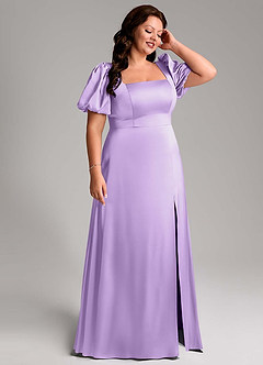 Azazie Fyona Bridesmaid Dresses Lilac A-Line Pleated Stretch Satin Dress image13