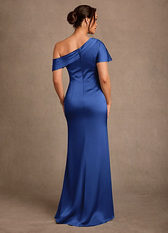 Azazie Rutha Mother of the Bride Dresses Royal Blue Sheath One Shoulder Stretch Satin Dress image2