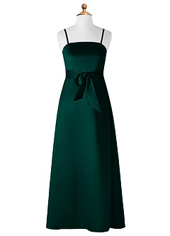 Azazie Anina Junior Pine A-Line Bow Matte Satin Dress image7