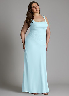 Azazie Agustina Bridesmaid Dresses Cloud Blue Mermaid Corset Chiffon Dress image14