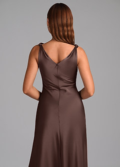 Azazie Nerine Bridesmaid Dresses Ganache A-Line Pleated Stretch Satin Dress image2