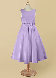 Azazie Coco Flower Girl Dresses Lilac A-Line Bow Matte Satin Dress image8