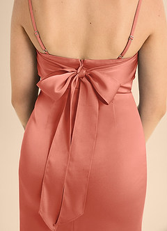 Azazie Mai Junior Salmon Pink A-Line Sweetheart Neckline Stretch Satin Dress image6