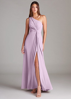 Azazie Brooke Bridesmaid Dresses Frosted Lilac A-Line One Shoulder Chiffon Dress image1