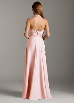 Azazie Tessie Bridesmaid Dresses Blushing Pink A-Line Pleated Stretch Satin Dress image2