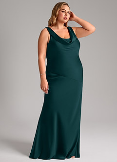 Azazie Rylina Vestidos de damas de honor Vestido de Pino de Satén Elástico de Corte Sirena image10