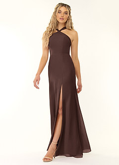 Azazie Rue Bridesmaid Dresses Ganache A-Line Halter Chiffon Dress image5