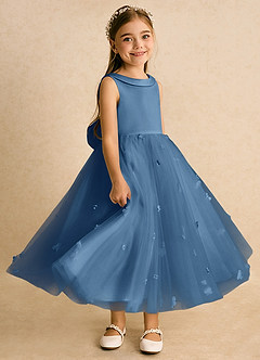 Azazie Angel Abiti da Ragazza di Fiori Abito Principessa in Tulle Fiocco Crepuscolo image2