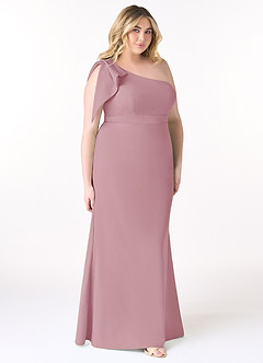 Azazie Rinna Bridesmaid Dresses Vintage Mauve Mermaid One Shoulder Stretch Crepe Dress image7