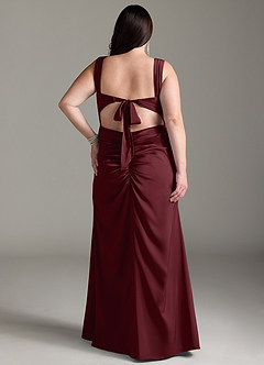 Azazie Jesaphine Bridesmaid Dresses Cabernet Sheath Bow Stretch Satin Dress image9