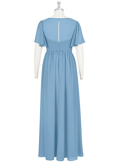 Azazie Verna Abiti da damigella d'onore premaman Abito A-Line Increspato con Scollo a V Chiffon Floor-Length image8