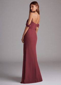 Azazie Saige Brautjungfernkleider Wandelbar A-Linie Schulterfrei Chiffon Kleid Merlot image8