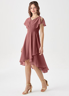 Azazie Graciela Junior Amethyst A-Line Pleated Chiffon Dress image1