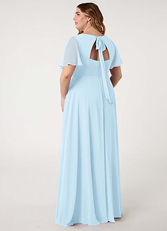 Azazie Kimber Bridesmaid Dresses Sky Blue A-Line Flounce Sleeve Chiffon Dress image12