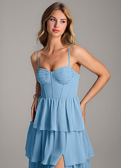 Azazie Alanna Bridesmaid Dresses Steel Blue A-Line Sweetheart Neckline Chiffon Dress image2