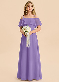 Azazie Maggie Junior Tahiti A-Line Off the Shoulder Chiffon Dress image4