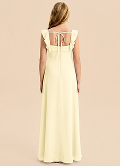 Azazie Nori Junior Lemon Sorbet A-Line Ruched Chiffon Dress image2