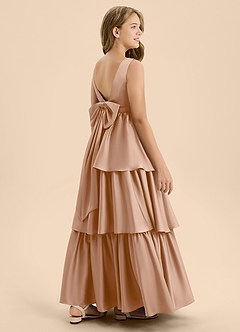 Azazie Meadowyn Junior Jurk van Stretch Satijn met A-Lijn Boog Engelse Roos image6