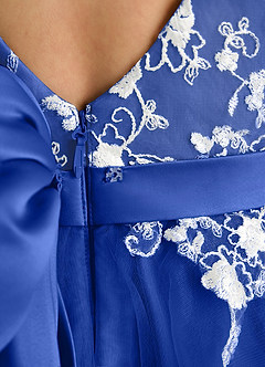 Azazie Butterfly Blumenmädchenkleider A-Linie Spitze Kleid Königsblau image5