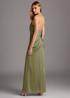 Azazie Lexie At-home Try On Dresses Agave Sheath Strapless Stretch Satin Convertible Dress image5