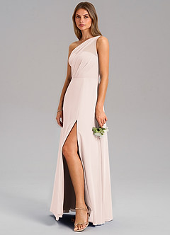 Azazie Phaedra Bridesmaid Dresses Rose Petal A-Line One Shoulder Chiffon Dress image5