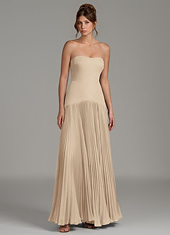 Azazie Yuliana Bridesmaid Dresses Champagne A-Line Strapless Chiffon Dress image7