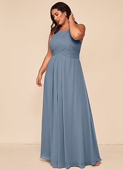 Azazie Ginger Robes de demoiselle d'honneur Robe Trapèze en Mousseline de soie Dos nu plissé Violet Crépusculaire image12
