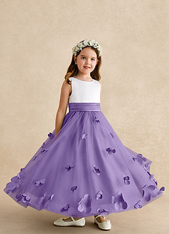Azazie Vi Flower Girl Dresses Tahiti A-Line Sleeveless Tulle Dress image8