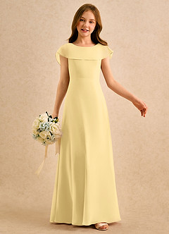 Azazie Kittie Girls Formal Abiti da Ragazza di Fiori Abito A-Line in Chiffon Burro image6