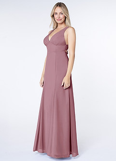 Azazie Christiana Bridesmaid Dresses Vintage Mauve A-Line V-Neck Pleated Chiffon Dress image4